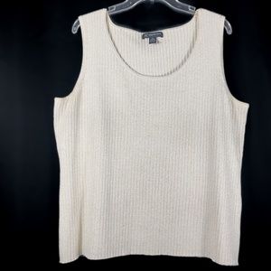 Gold Metallic Scoop Neck Sleeveless Ribbed Tank